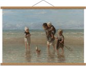 Schoolplaat – Oude Meesters - Kinderen der zee, Jozef Israëls, 1872 - 90x60cm Foto op Textielposter (Wanddecoratie op Schoolplaat)
