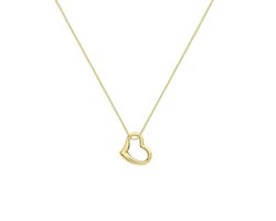 Lucardi Dames Ketting met hanger open hart - 9 karaat - Ketting - Cadeau voor vrouwen - 46 cm - Geelgoud