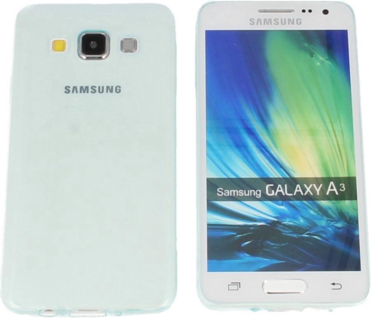 Samsung Galaxy A3, 0.35mm Ultra Thin Matte Soft Back Skin case Transparant Mint Groen Green