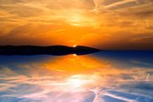 CANVASDOEK  ZONSONDERGANG REFLECTIE | Wanddecoratie | 90 CM x 60 CM | Canvas | Foto op canvas | Aan de muur | Natuur | Landschappen