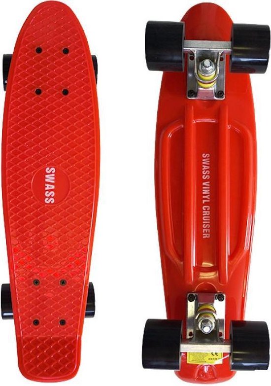 SWASS Vinyl Cruiser - Skateboard LED Retro - Rood/Zwart | bol.com