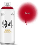 MTN94 Rode spuitbus - 400ml lage druk en matte afwerking spuitverf - Graffiti verf voor vele doeleinden zoals voor diy, klussen, graffiti, hobby en kunst