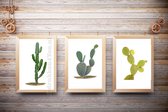 Poster set van 3 - cactus- wallart- witte achtergrond - A4