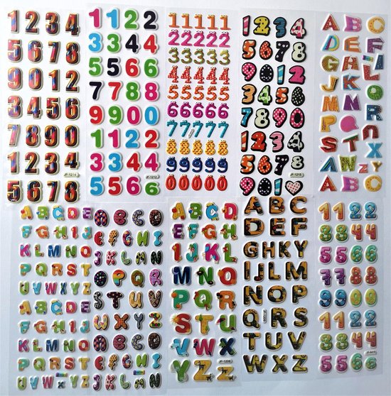 woonadres Omgekeerd Niet doen Super leuke 10 vellen stickers - Hoge kwaliteit kinderstickers - Letters en  Cijfers | bol.com