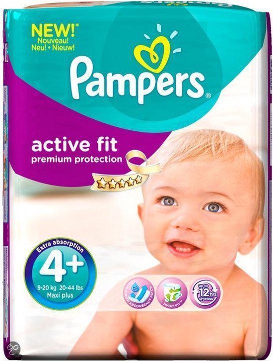 Pijnstiller Op de een of andere manier lens Pampers Baby luier Active Fit Maat 4+ - 88 stuks | bol.com