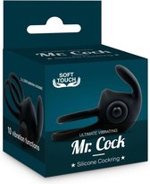 Mr Cock - Ultimate Vibrating Silicone Cockring - Flexibel - Zwart - 3cm diameter