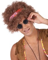 Vegaoo - Afro hippie pruik voor heren - Bruin - One Size