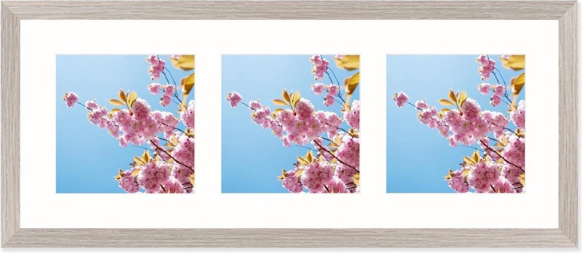 SecaDesign Anima Drieluik Fotolijst - Fotomaat 15x15 cm - Lichtgrijs