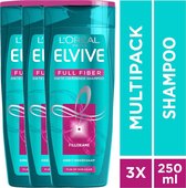L'Oréal Paris Elvive Full Fiber Shampoo - 3x 250ml - Voordeelverpakking