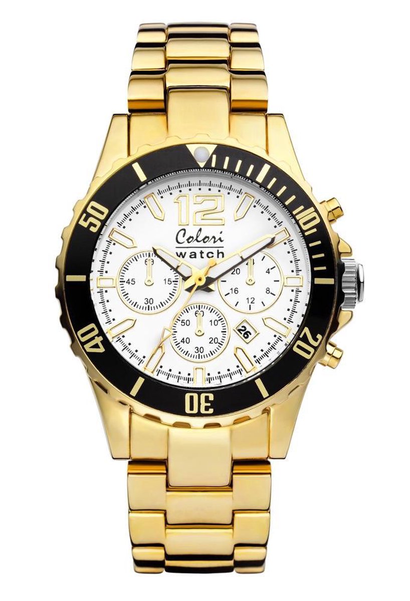 Colori 5-COL155 - Horloge - Wit met goudkleurig - 40mm