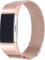 Fitbit Charge 2 Milanese Horloge Bandje met magneetsluiting - Staal - Rose Goud - Maat L