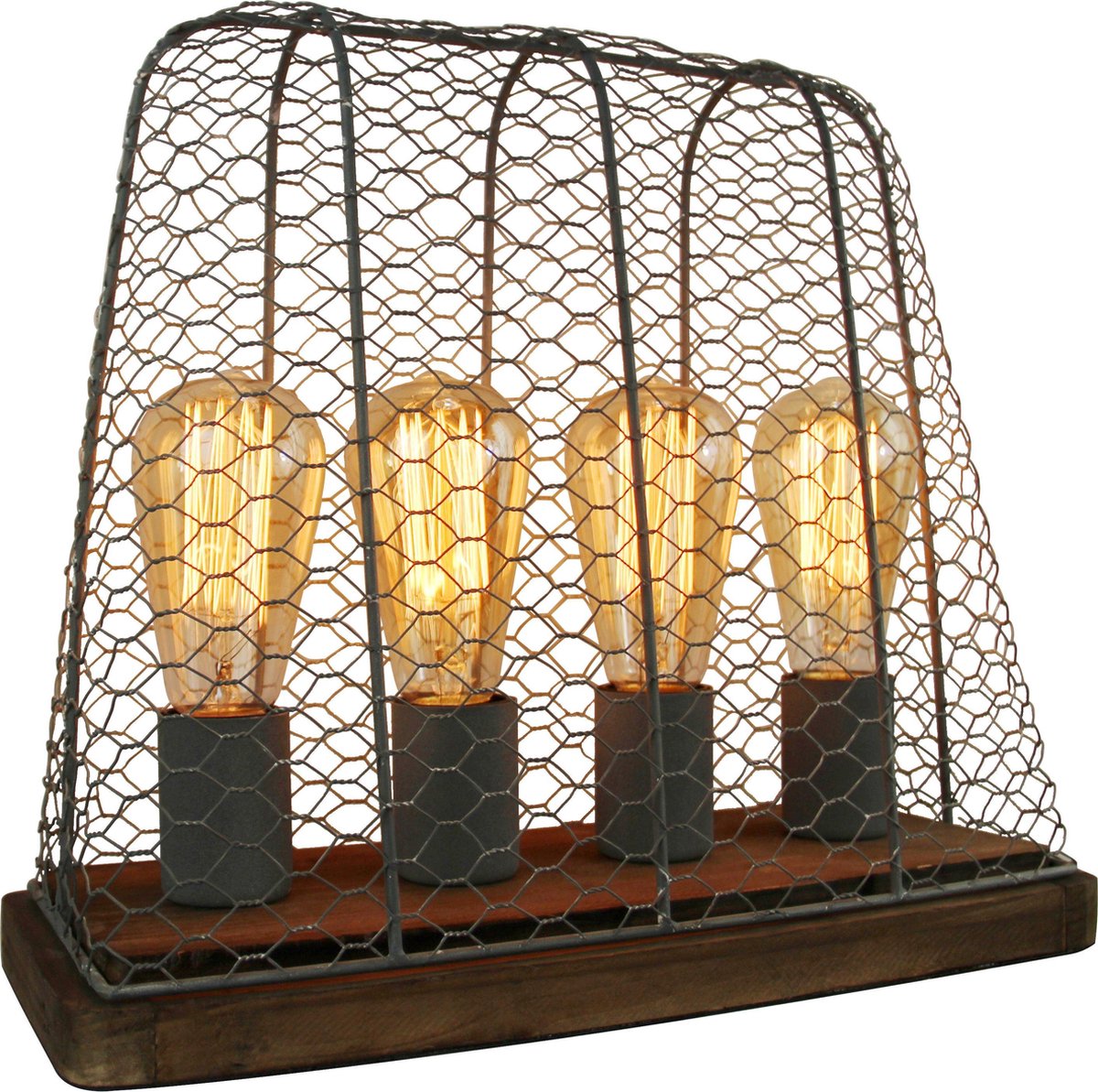 Chericoni - Quattro tafellamp - 4 lichts - grijs & vintage wood