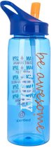 Motivatie waterfles - drinkles - 750ML - Blauw - met opdruk - herbruikbaar - drinktuit