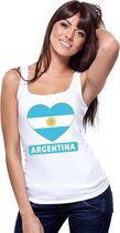 Argentinie hart vlag singlet shirt/ tanktop wit dames S