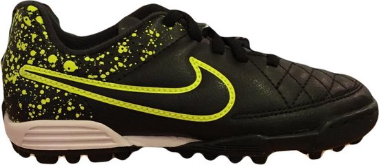 Nike JR Tiemp Rio Turf/Kunstgras Voetbalschoen - Black/Neon Geel - Maat 28,5 | bol.com