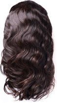 Pruiken dames - echt haar/ Front Lace Wig_100% Human Hair_ Braziliaanse Body Wave, 12inch Pre Geplukt met Baby Haar