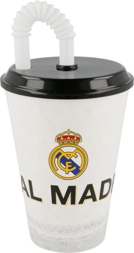Real Madrid Drinkbeker Met Rietje 430 Ml Wit