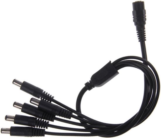 LED DC Socket Splitter Kabel 1x Female naar 5x Male voor 12 en 24 Volt LED Strips