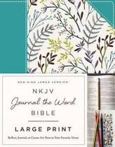 NKJV, Journal the Word Bible, Large Print, Cloth over Board, Blue Floral, Red Letter