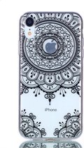 Shop4 - iPhone Xr Hoesje - Zachte Back Case Mandala Zwart