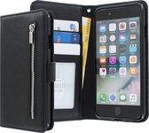 iPhone 8/7/6s/6 hoesje - CaseBoutique - Zwart - Kunstleer - Met Rits Vakje Muntvakje