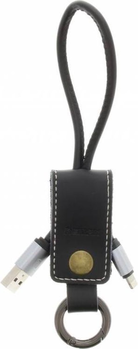 Remax Western Lederen Lightning Kabel met Hoesje (30cm) - Zwart
