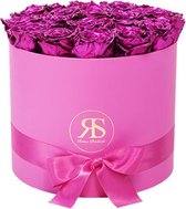 Flowerbox Longlife Ciara metallic roze  - Ruim assortiment aan Luxe & Handgemaakte cadeaus - Verras op een speciale manier - 2 jaar houdbare rozen!