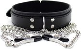 Banoch - Collar + Clamps Tough Black - zwarte halsband met tepelklemmen