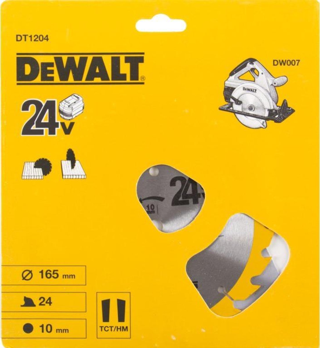 DeWalt DT1204 Construction Cirkelzaagblad - 165 x 10 x 24T - Hout (Met nagels)
