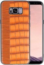 Croco Hard Case - Hoesje Hoesje Geschikt voor voor Samsung Galaxy S8 Plus Bruin