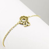 Ponytail & Co® Armband met Rozet - Dames - Staal goudverguld - M (17 + 5 cm)