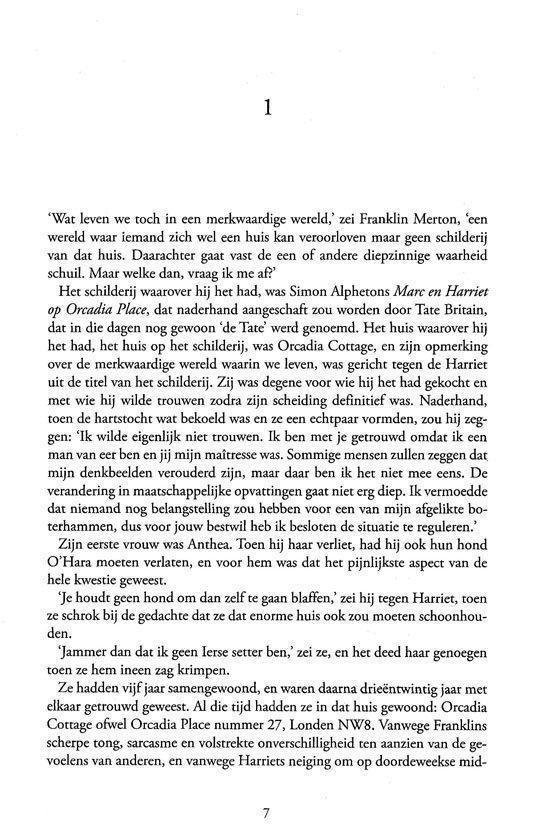Pagina 1 van een boek met tekst.
