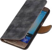 Mobieletelefoonhoesje - Samsung Galaxy S4 Mini Hoesje Hagedis Bookstyle Grijs