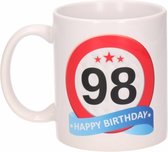 Verjaardag 98 jaar verkeersbord mok / beker