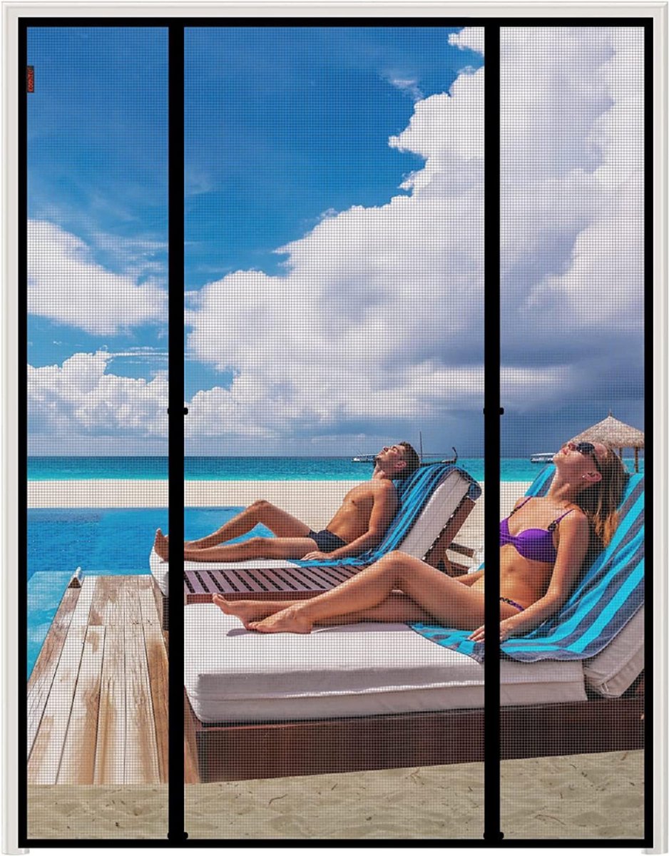 Goodivery® - Deurgordijn Vliegengordijn - Deurgordijn Kralen - Deurgordijn - Dubbele Deur - met Magnetische Sluiting - Niet Boren - Twee Openingen - 190cm x 222cm - Zwart