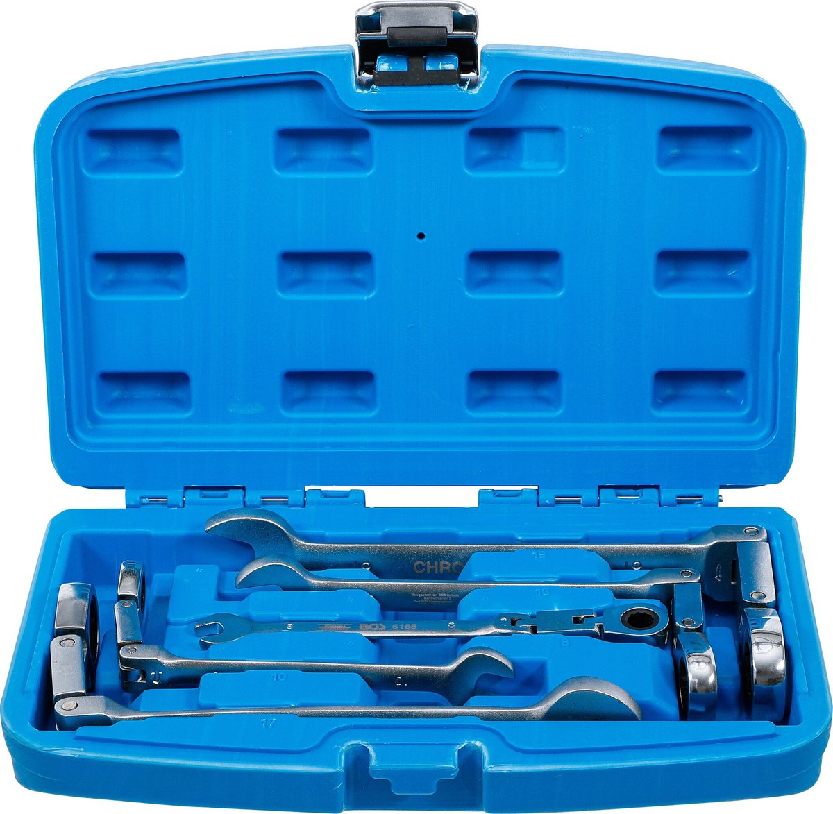 BGS Dubbelgekoppelde ratelsleutelset afbuigbaar SW 8-19 mm 5-delig - 6181