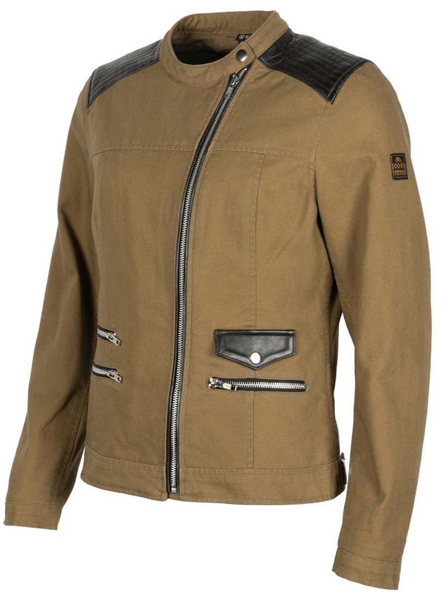 Helstons Cher Canvas Cotton Leren Kraft Jas Bruin - Jas