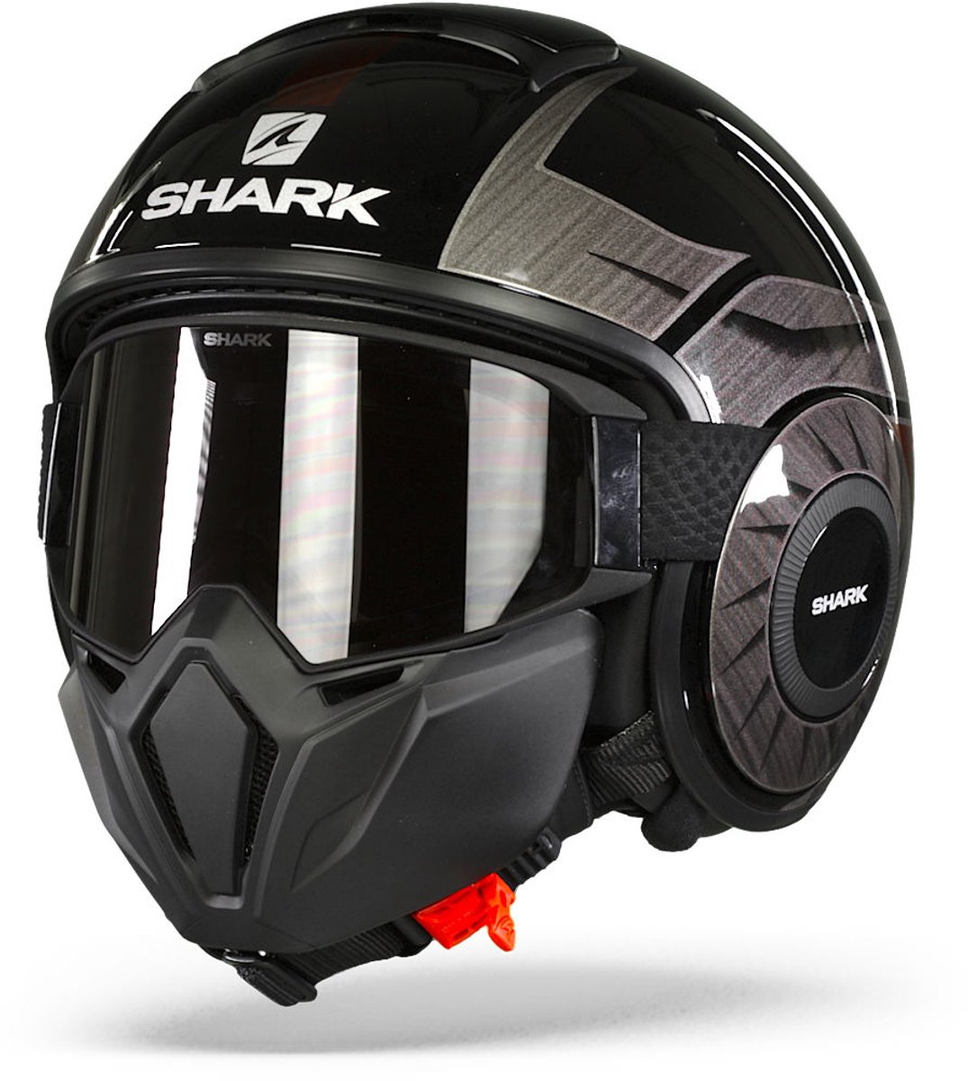 SHARK STREET DRAK TRIBUTE RM Motorhelm jethelm Zwart Chroom Rood - Maat XS – foto 7