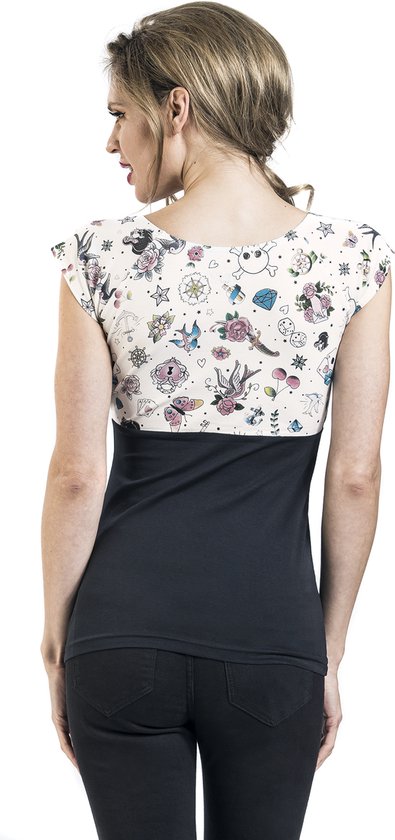 T-shirt Rock Rebel by EMP Zwart et blanc avec imprimé femme - XXL