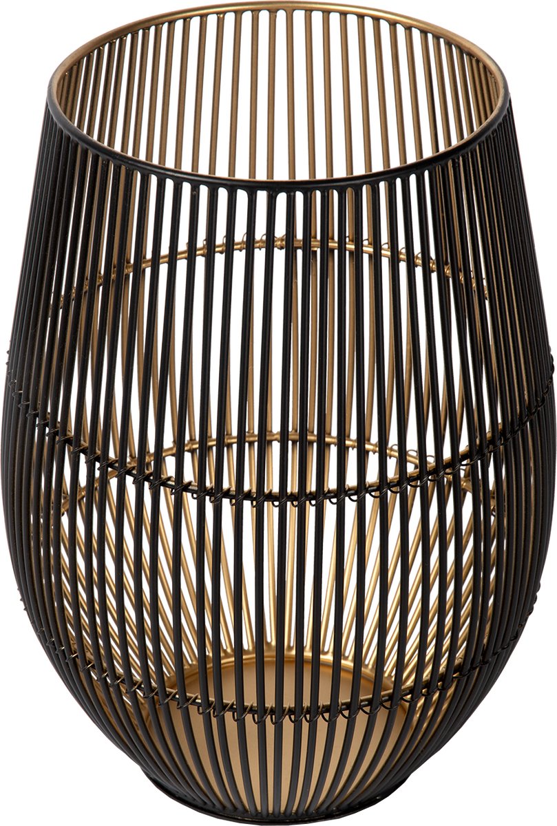 Atmooz - Spoiler - Kaarshouder - Zwart met Goudkleurige Binnenkant - Metaal - 14 x 14 x 26 cm