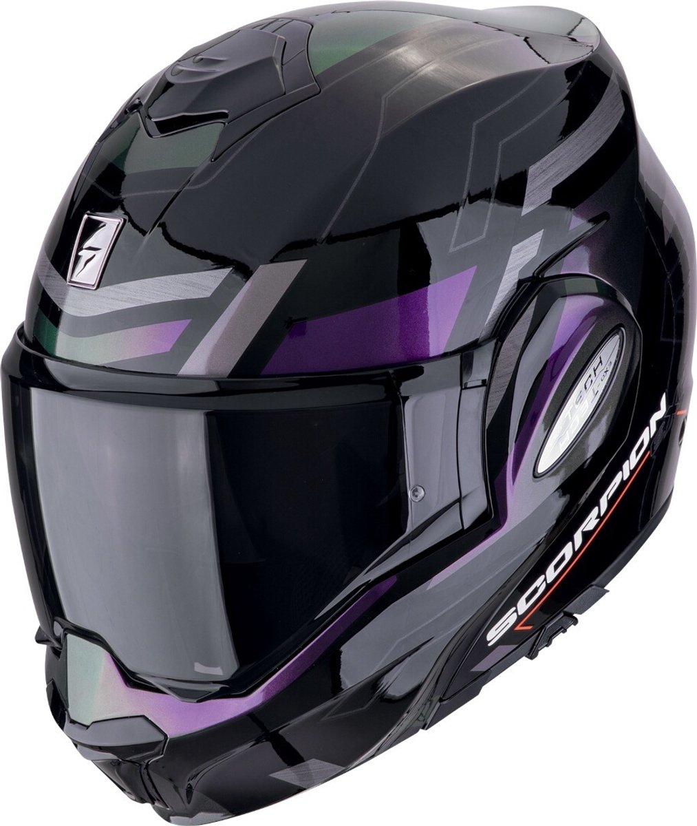 Scorpion EXO-Tech Evo Conquer Zwart Paars Systeemhelm - Maat XS - Helm