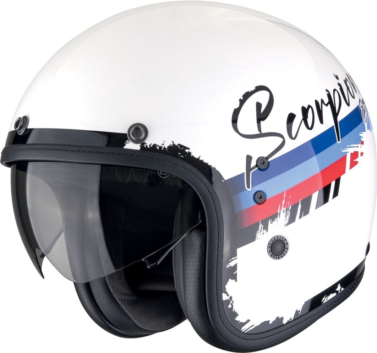 Scorpion Belfast Evo Adonis Wit Rood Blauw Jethelm - Maat L - Helm