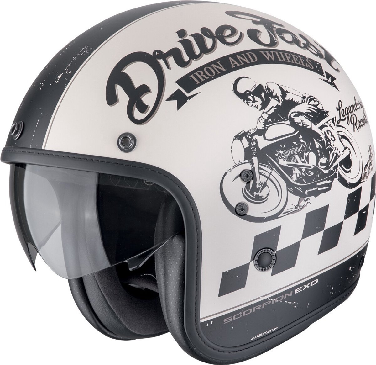 Scorpion Belfast Evo Drive Fast Zwart Beige Jethelm - Maat XS - Helm