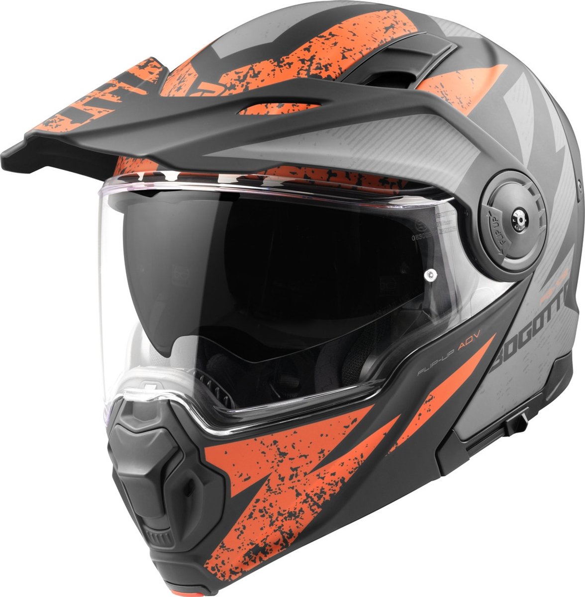 Bogotto FG-102 Safari Fiberglas Enduro Helm Zwart Grijs Oranje - Maat L - Helm