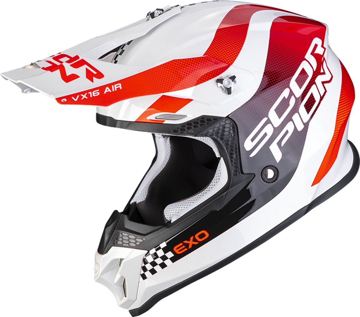 Scorpion VX-16 Evo Air Soul Wit-Rood Crosshelm - Maat XL - Helm