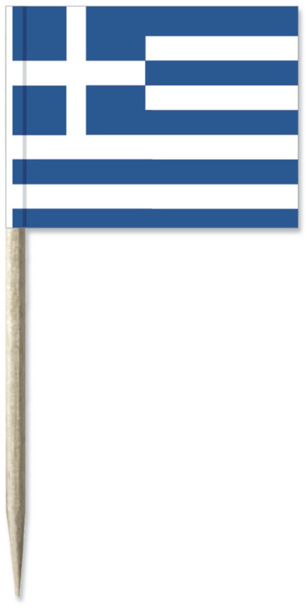 Griekenland vlaggetjes mini prikkers - 50x stuks - 8 cm - Landen decoratie - papier - cocktailprikkers