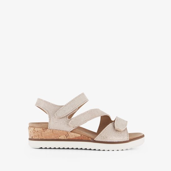 Sandales en cuir à talon compensé bas Hush Puppies - Beige - Semelle amovible - Pointure 37