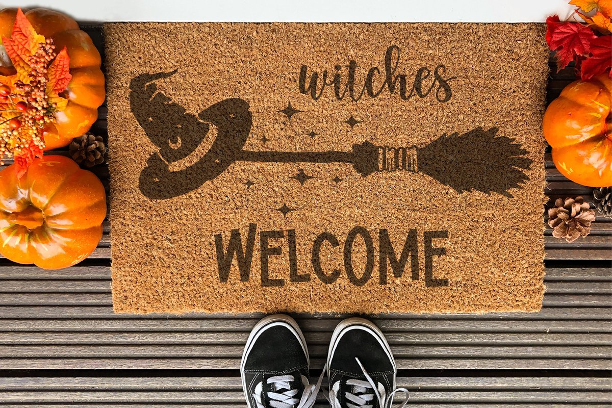 Welcome Witches Halloween | 60x40 cm | Nieuwe huis cadeau | Ingangsmat | Deurmat met stijl | Verhuizing cadeau | Praktisch & trendy | Perfect voor binnenkomst | Cadeau voor nieuwe woning