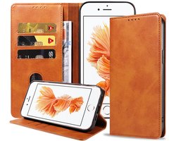 Smartphonica iPhone 6/6s leren hoesje met magnetische sluiting - Bruin geschikt voor iPhone 6/6s