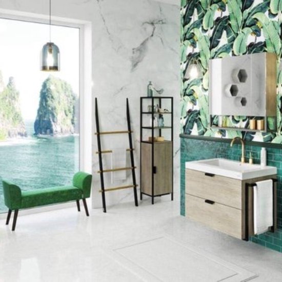 Ensemble de 3 étagères murales de forme hexagonale blanches avec paroi arrière colorée - étagère décorative étagère flottante hexagonale - étagère de collection